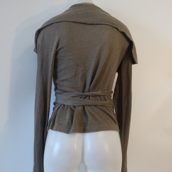 Womens Ralph Lauren Blue Label Taupe V-Neck Blended Cashmere Wrapped Sweater M - Picture 5 of 7